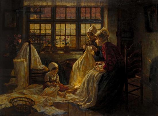 Die Nähstunde Artwork by Walther Firle