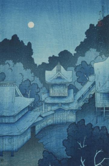 Mountain Temple At Sendai By Moonlight (sendai, Yama No Tera), 1919 Artwork by Hasui Kawase