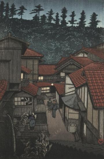 Yufuku Hot Spring (yufuku Onsen), 1924 Artwork by Hasui Kawase