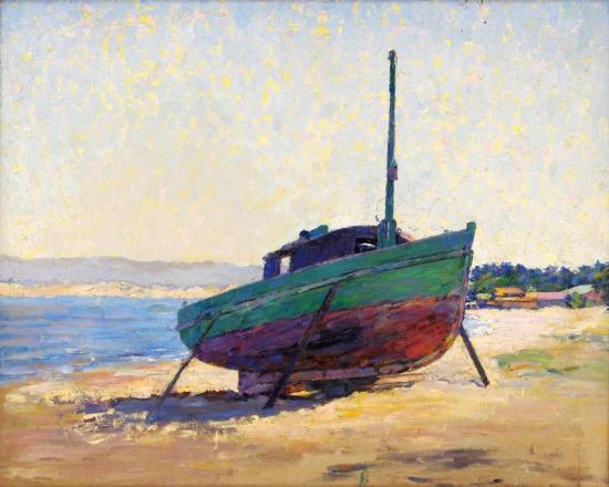 A Boat In For Repairs Artwork by Evelyn McCormick