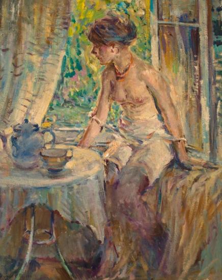 Seated Nude At Tea Artwork by Raymond Perry Rogers Neilson