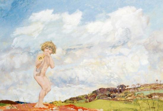 Landscape With Boy Playing A Pipe Artwork by Charles Sims