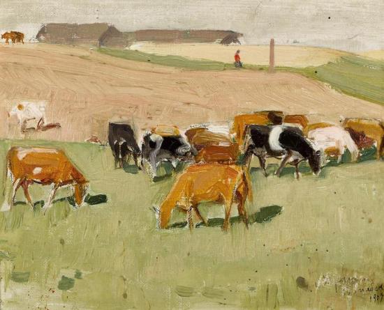 Cattle Herd In A Field, 1907 Artwork by Leon Shulman Gaspard