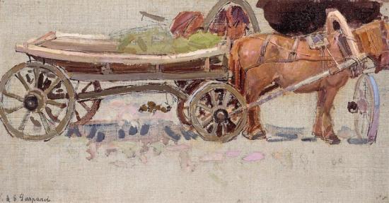 Horse And Wagon With Yoke Artwork by Leon Shulman Gaspard