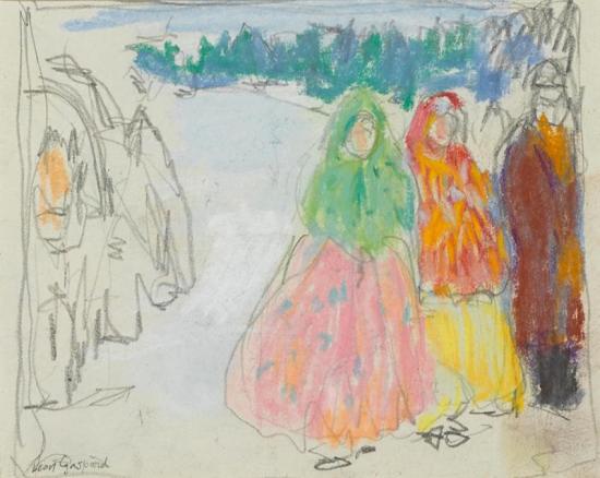 Study Of Russian Village Women Artwork by Leon Shulman Gaspard