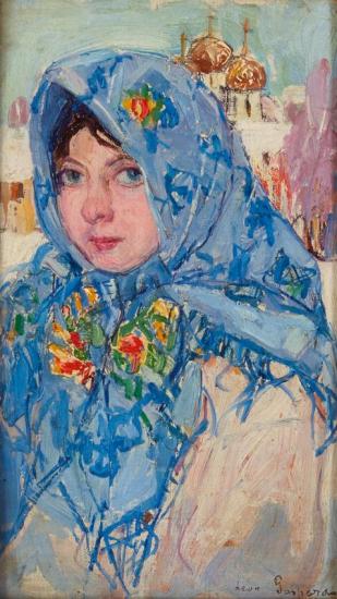 The Blue Shawl Artwork by Leon Shulman Gaspard
