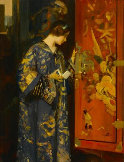 A Contemplative Portrait Of A Young Lady In An Oriental Robe Artwork by Henri Gaston Darien