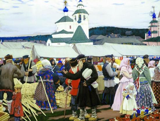At The Fair, 1906 Artwork by Boris Mikhailovich Kustodiev