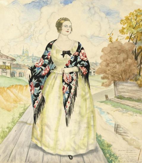 Merchant's Wife, 1925 Artwork by Boris Mikhailovich Kustodiev