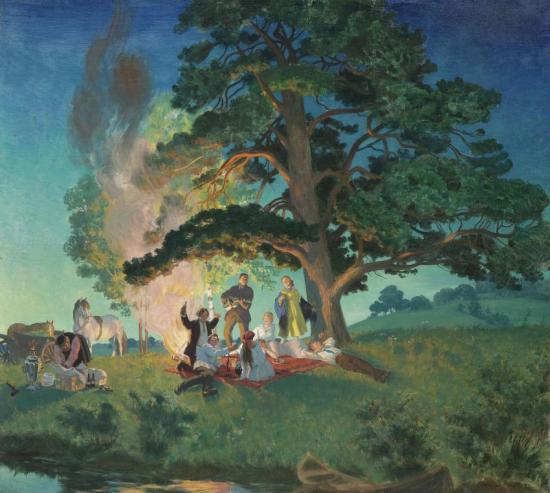Picnic, 1920 Artwork by Boris Mikhailovich Kustodiev