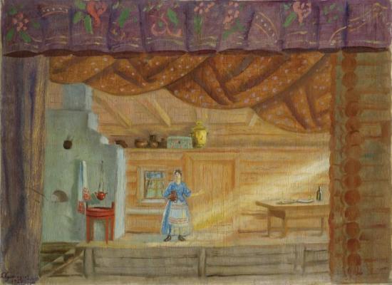 Set Design For A Production Of Virineya, 1925 Artwork by Boris Mikhailovich Kustodiev