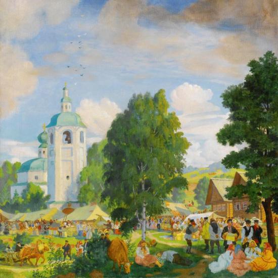 The Village Fair, 1920 Artwork by Boris Mikhailovich Kustodiev