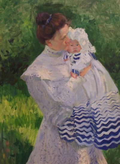 Yuliya Kustodieva With Her Daughter Artwork by Boris Mikhailovich Kustodiev