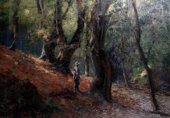 A Gentleman With A Shotgun In A Wood Artwork by Laszlo Neogrady