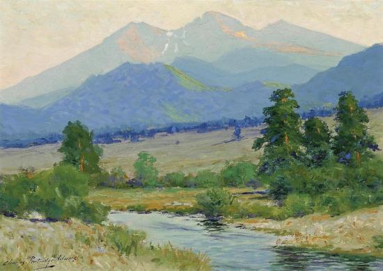 Long's Peak, 4pm From Fish Creek, Estes Park, Colorado Artwork by Charles Partridge Adams