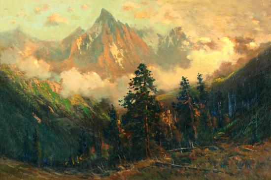 Mountains At Sunset Artwork by Charles Partridge Adams