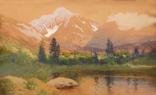 Tree On Mountainside Artwork by Charles Partridge Adams