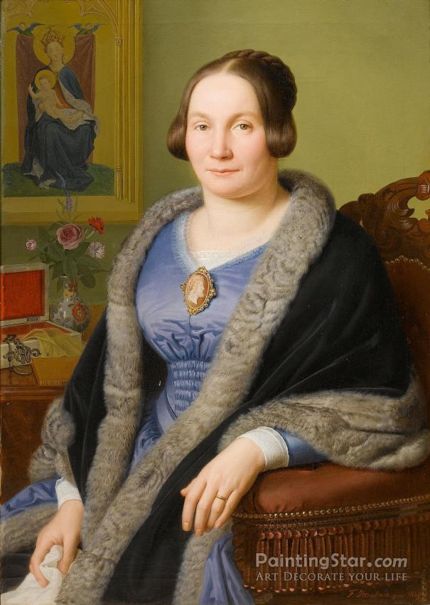 Portraits Of Dr. Med. Franz Xavier Von Soist's Wife Margarete Artwork by Franz Ittenbach