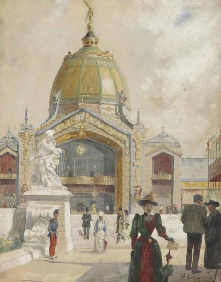 Visiteurs à L'exposition Universelle De 1900 Artwork by Maurice Leloir