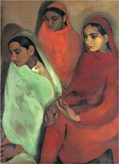 Group Of Three Girls, 1935 Artwork by Amrita Sher Gil