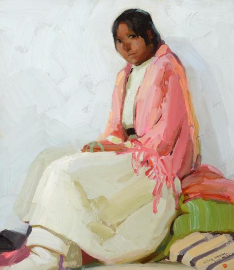 A Pink Shawl, Circa 1920 Artwork by Victor Higgins