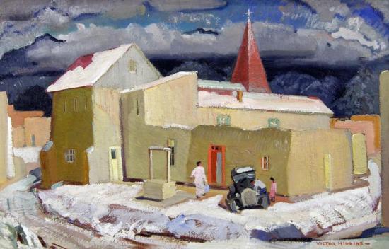 Taos Street In Winter N.d. Artwork by Victor Higgins
