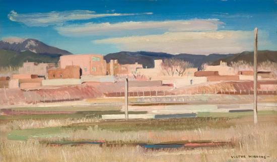 Valley Town, View Of Pueblo Town Artwork by Victor Higgins