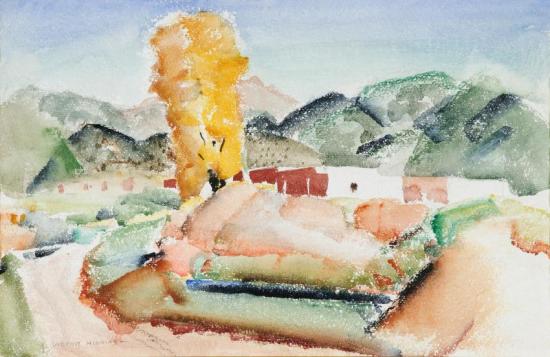 Yellow Trees And Adobes Artwork by Victor Higgins