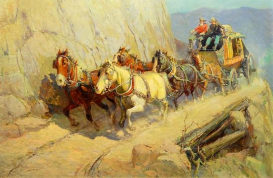 Stagecoach, Circa 1920 Artwork by Oscar Berninghaus