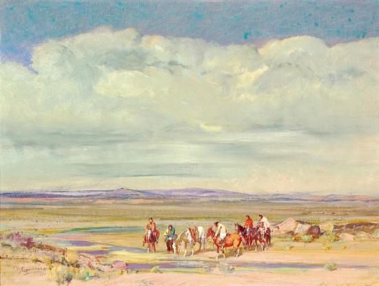 Stream In The Desert, 1951 Artwork by Oscar Berninghaus