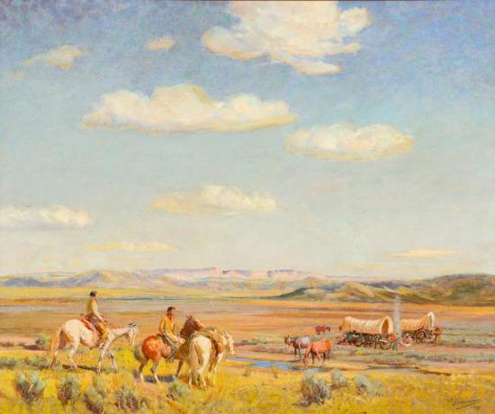 Taos Visitors To The Chuck Camp In The Rio Grande Plateau, 1945 Artwork by Oscar Berninghaus