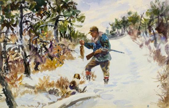 Hunter With Rabbit Artwork by John Whorf