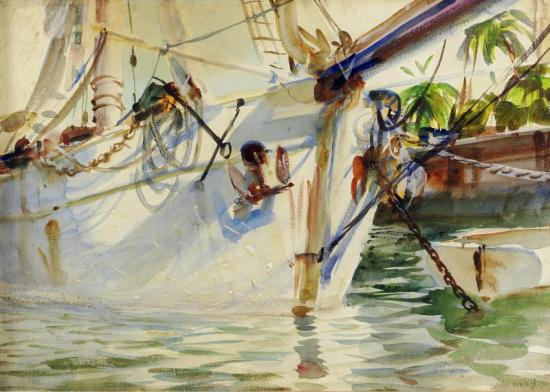 White Schooner Artwork by John Whorf