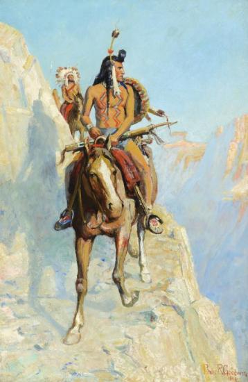 Blackfeet Indians On The War Path, 1908 Artwork by Philip R. Goodwin