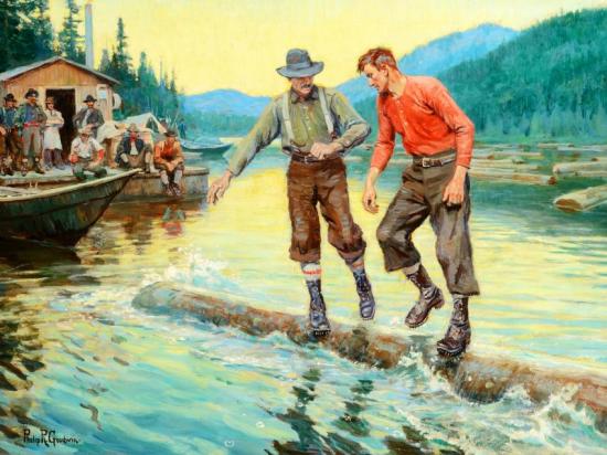 Log Rollers, 1921 Artwork by Philip R. Goodwin