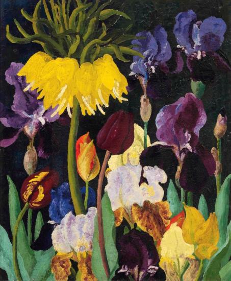 Irises And Tulips Artwork by Sir Cedric Morris
