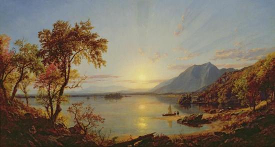 Sunset, Lake George, New York, 1867 Artwork by Jasper Francis Cropsey