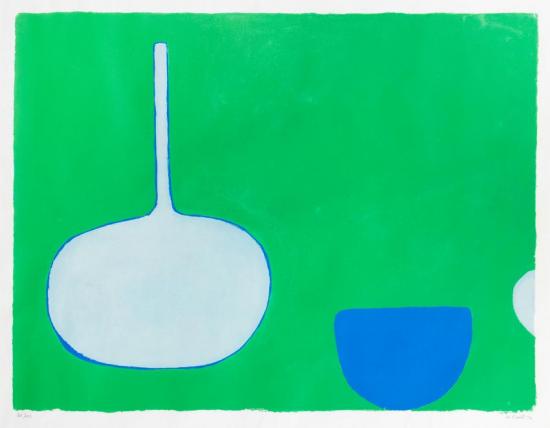 Pan And Bowl, Blues On Green, 1970 Artwork by William Scott