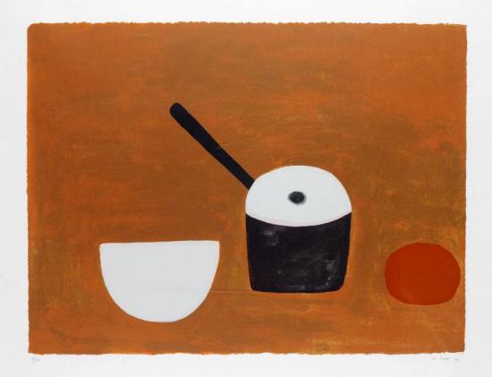 White Bowl, Black Pan, On Brown, 1970 Artwork by William Scott