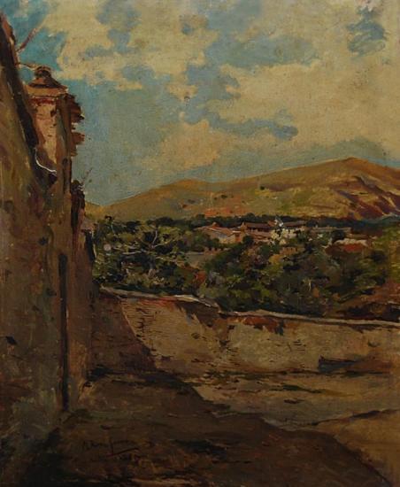 A Yard And Wall, Probably In Southern Spain Artwork by Manuel Ruiz Guerrero