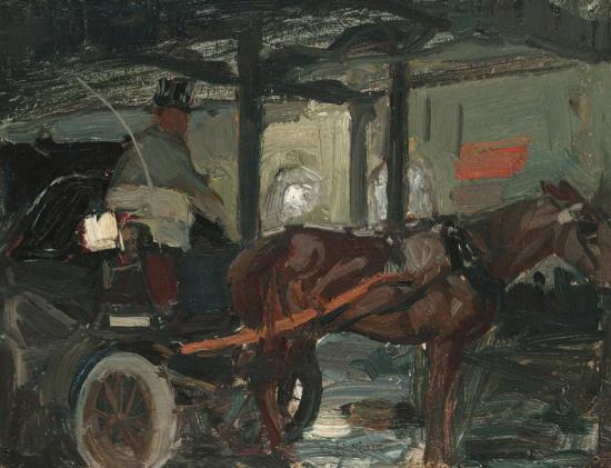 Cab Stand, 1904 Artwork by Charles Hoffbauer