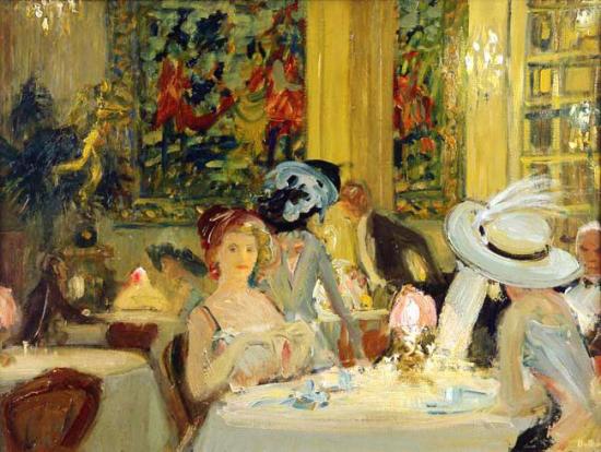 Dinner At Delmonico's, New York Artwork by Charles Hoffbauer