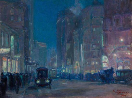 New York Street Scene Artwork by Charles Hoffbauer