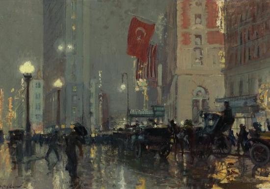 Times Square At Night Artwork by Charles Hoffbauer