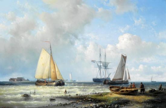 Dutch Barges In A Calm Artwork by Abraham Hulk