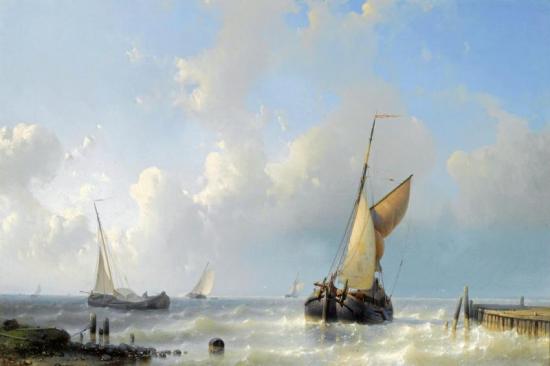 Fishing Boats In Choppy Waters Artwork by Abraham Hulk