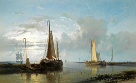 Fishing Vessels In An Estuary Artwork by Abraham Hulk