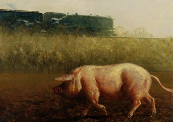 Pig And The Train, 1977 Artwork by Jamie Wyeth