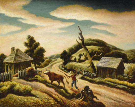Across The Curve Of The Road, 1938 Artwork by Thomas Hart Benton