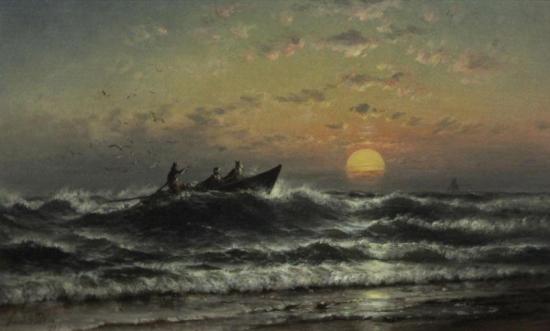 Beaching The Skiff, 1887 Artwork by Granville Perkins
